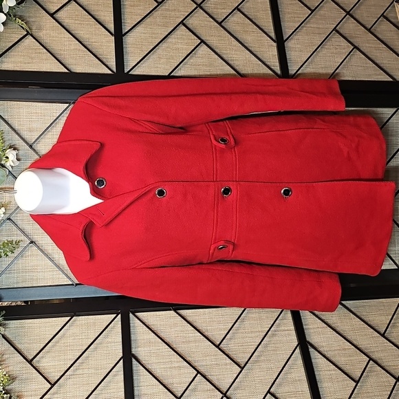 Calvin Klein Wool Blend Mid Red Dress Coat | Size 4 - Picture 8 of 8
